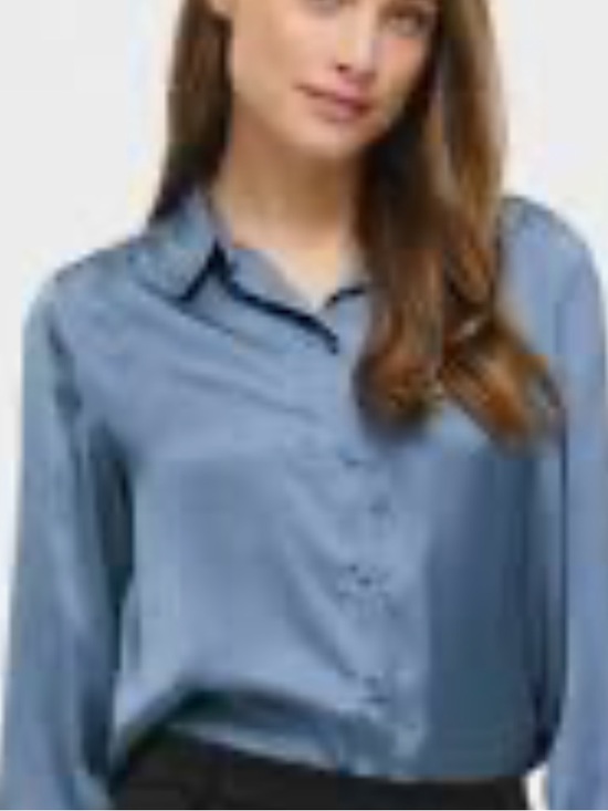 Michael Kors Tops - Michael Kors Blue Satin Button-Front Shirt in Xlg